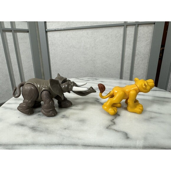 Vintage 1995 Fisher Price F-P Lion And Elephant Animal Poseable Figures - Picture 6 of 10